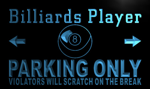 Billiards Player Parking Only Neon Light Sign